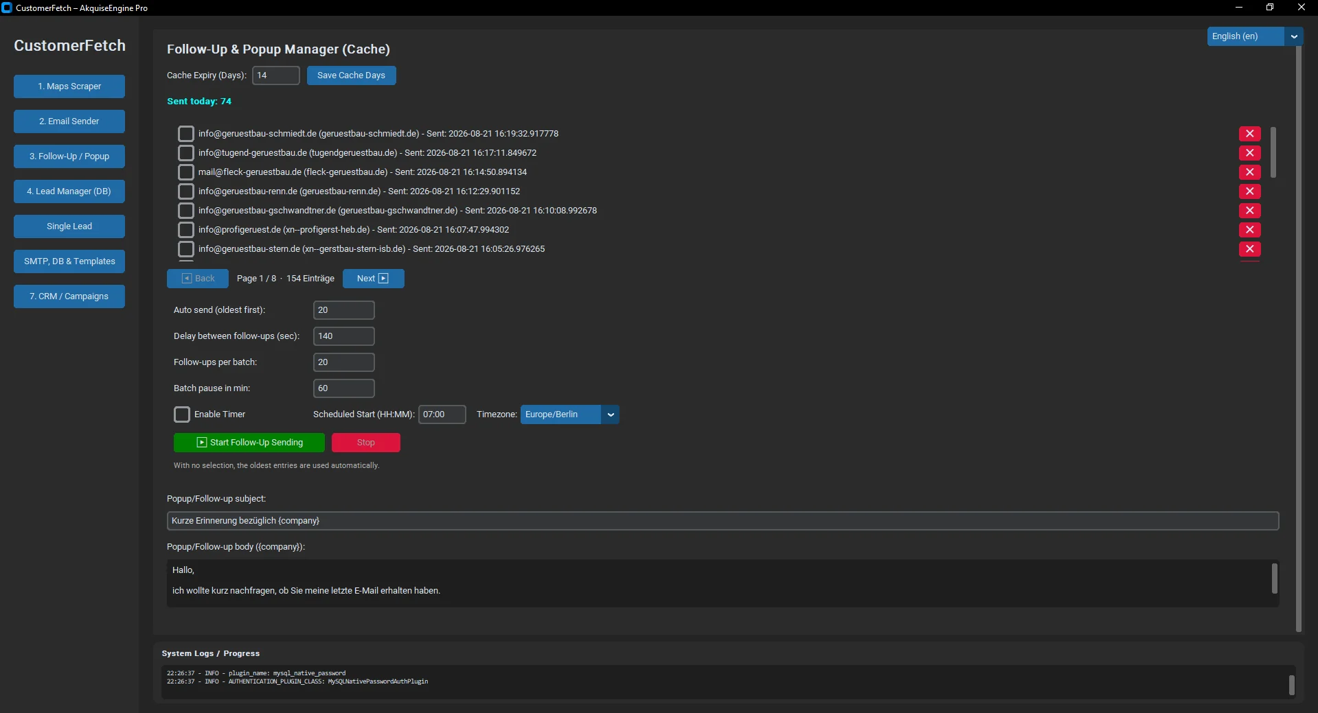 Follow-Up & Popup Manager